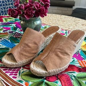 Beige Patricia Green Peep Toe Espadrilles, Size 7.5 or 38